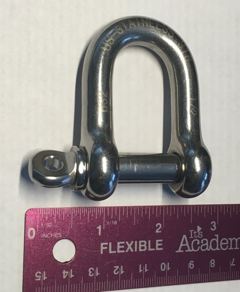 US Stainless Stainless Steel 316 Forged D Shackle Marine Grade 1/2" Dee (12mm) - Image 2